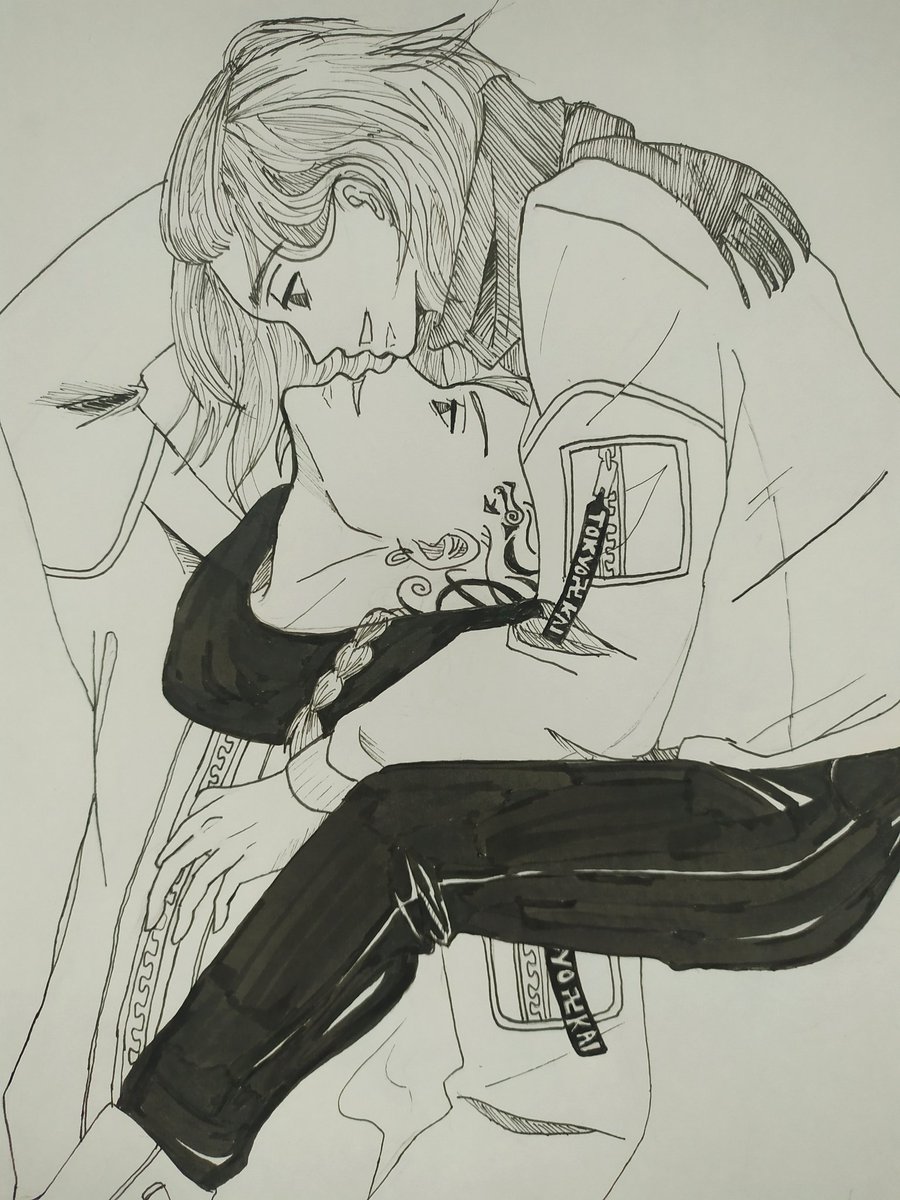 Avanelielle's tweet photo. A quick drawing because I love them so much 🥰 #東卍FA #drakey #doramai #dramai #drakenxmikey #Mikey #draken #manjirosano #TokyoRevengers https://t.co/yUhq8VuZS9