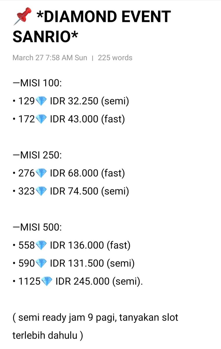 mittenfavor's tweet photo. 💎PROMO DIAMOND ML EVENT SANRIO 💎
Sini ke @sasapawchan ada promo diamond sanrio loh
#zonauang #zonajajan #zonaba qp https://t.co/3cH56KmEJI