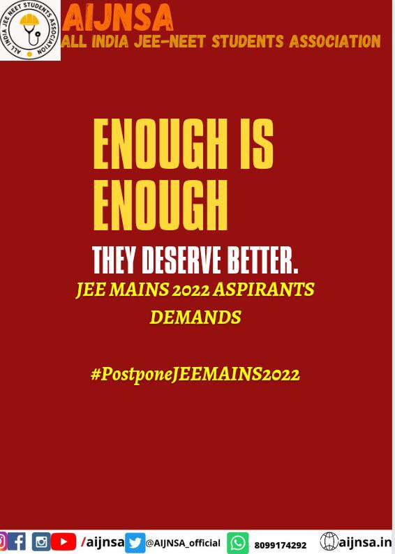 IamSaurav_1's tweet photo. All prominent National Level UG Entrance Exams are being held after boards but JEE Main are being held between most of the Board Exams&amp; that too in a year when the no of attempts were reduced at the very last moment.
#JEEMainsAfterBoards 
#PostponeJEEMains2022
@IamSaurav_1 https://t.co/ZgQcjfe217