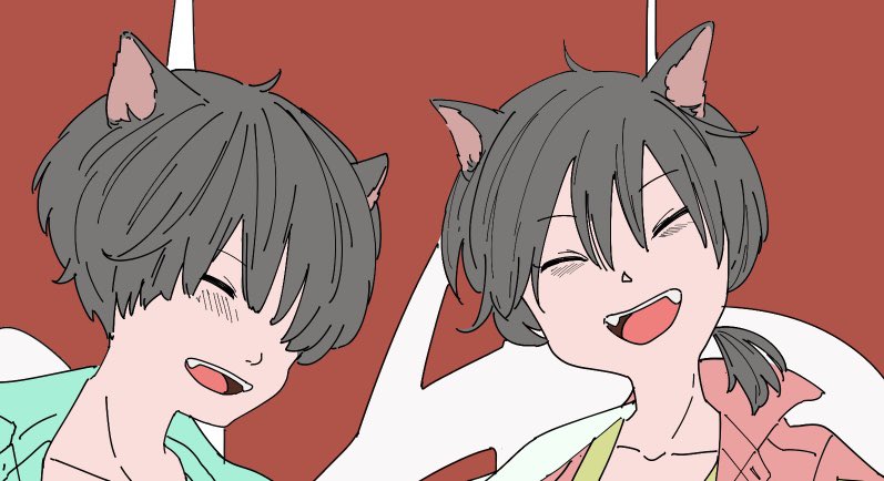 「wipはやくこのきゃわわな双子猫ちゃんの全身見てもらいたい。 」|冴島悠宇のイラスト