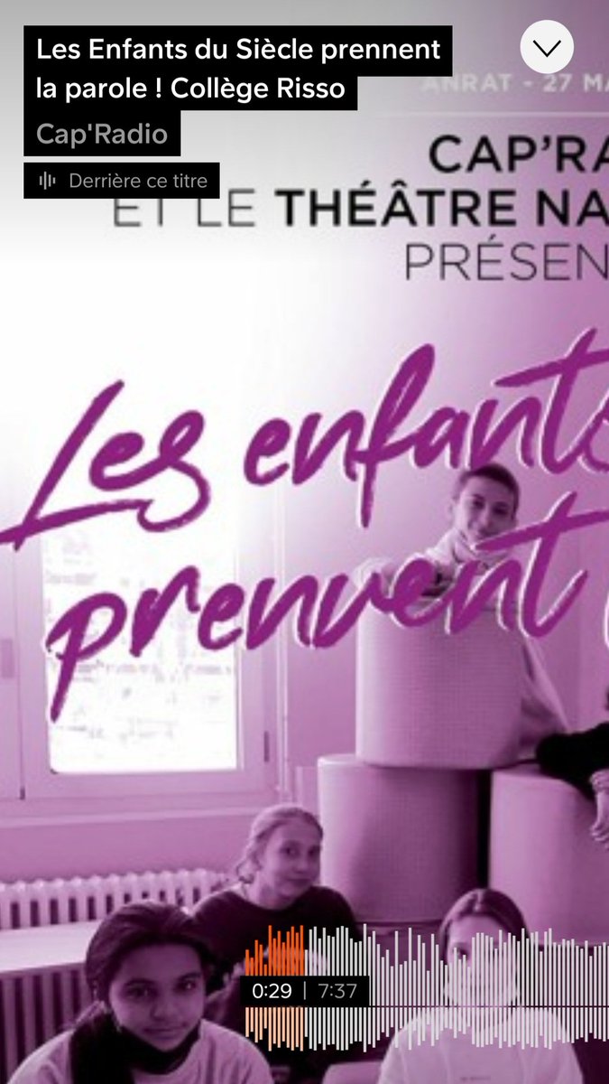 A l'occasion de la #JournéeMondialeDuThéâtre : témoignage des élèves de l'atelier théâtre du <a href="/CollegeRisso/">Collège International Antoine Risso</a> <a href="/AcademieNice/">Académie de Nice</a>. 

Sur invitation de <a href="/ANRAT_theatre/">ANRAT</a> et <a href="/TheatredeNice/">TNN - Théâtre National de Nice</a> Les enfants du siècle prennent la parole... et le micro de Cap'Radio !
🎧soundcloud.app.goo.gl/KZnHe