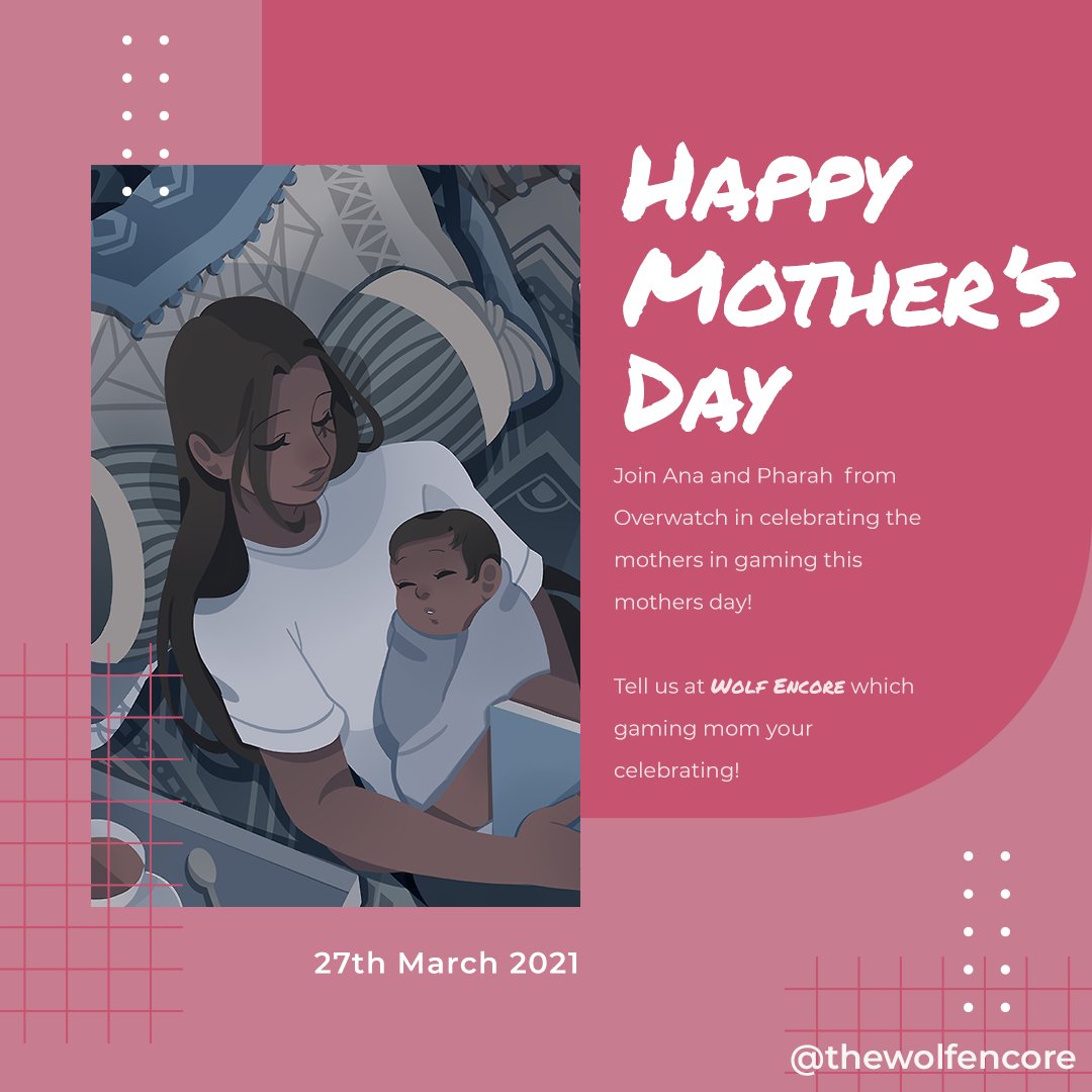 thewolfencore's tweet photo. Howlers, 

To all the real and fictional moms out there, happy mothers day! Which video gaming mom will you be honouring this year? 

We decided to celebrate Ana (Pharah's mom) from Overwatch!

- MB

#TUSStuart #mothersday #videogames #overwatch #wolfencore https://t.co/ggb76o6JHW