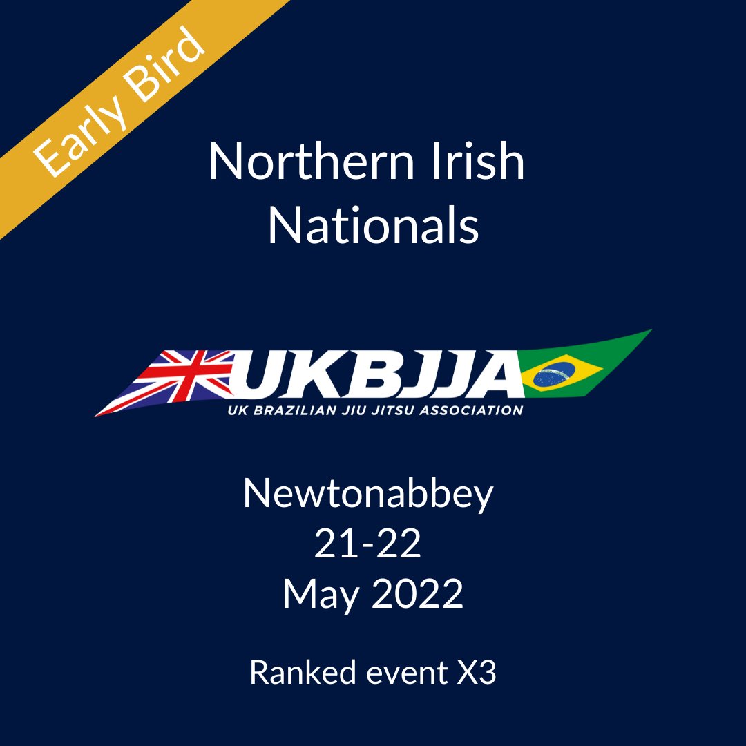 Earlybird registration for the Northern Irish Nationals ends on April 2nd. Sign up now for your opportunity to compete amongst the UK's most elite BJJ competitors. 

https://t.co/rObYjhoQAL https://t.co/py8C8HQWXc