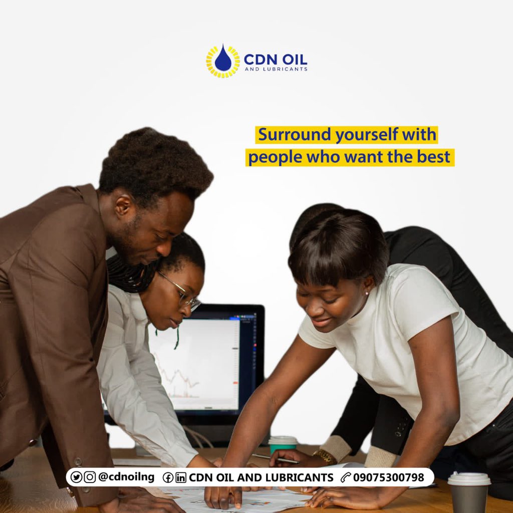 CDNOilNG's tweet photo. Surround yourself with high achievers and you will become one. Happy Sunday!
.
.
.
#cdnoilandlubricants #motivation #sunday #march #sundayvibes https://t.co/ErDOJCFMya