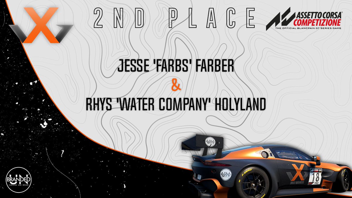 Our gents <a href="/Farbs69/">🇮🇱🇿🇦千卂尺乃丂🇿🇦🇮🇱 (Jesse)</a> and <a href="/RhysH40/">RhysH40</a> took a stunning 2nd place last weekend in the Assetto Corsa Competizione endurance cup, our gents continue their run tonight, let's run for that 1st place!!

<a href="/UNBrandedMFG/">UNBranded</a> 

#XvGSA