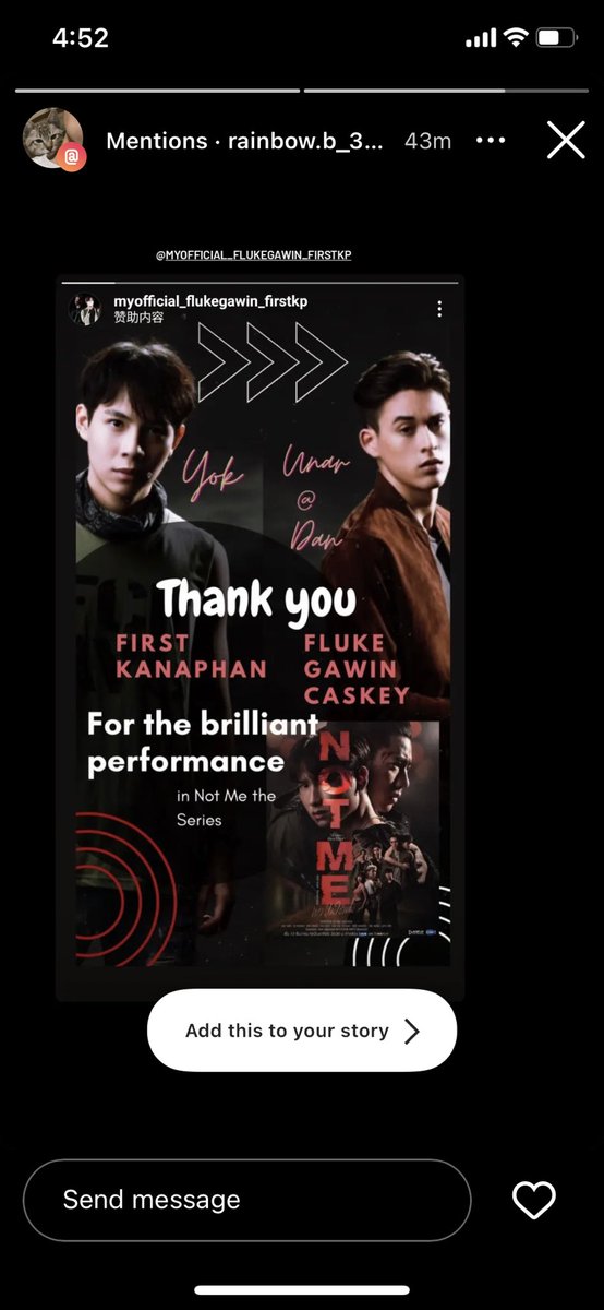 MYGawinFirst's tweet photo. Tq for the tags. Those who have seen our ad on ig do tag us too yeah tq. #FirstKanaphan #GawinCaskey #SpecialThanxAd #InstagramAd https://t.co/n4G6ZyoTot