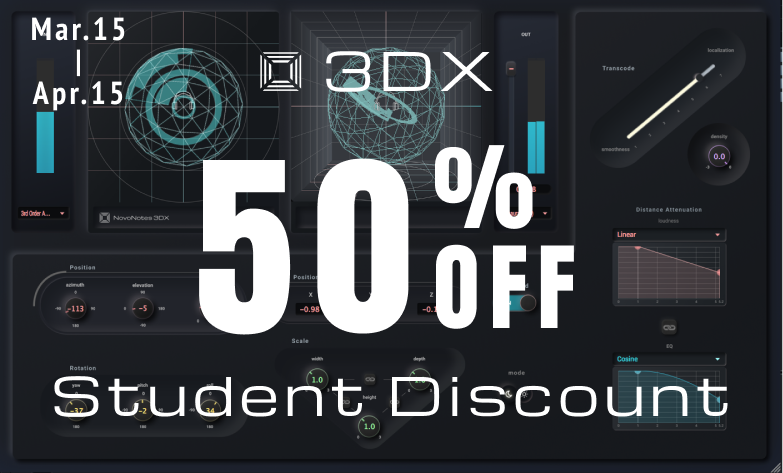 NovoNotesEN's tweet photo. 👨🎓Save on 3DX with NovoNotes Student Discount!!👩🎓
🎉Why don't you start immersive audio productions?🎉
https://t.co/SkgVesNyi7
#NovoNotes #3DAudio #360RealityAudio #HPL2 #ImmersiveAudio #StudentDiscount #DTM #DTMer https://t.co/jhqkQ1nuzK