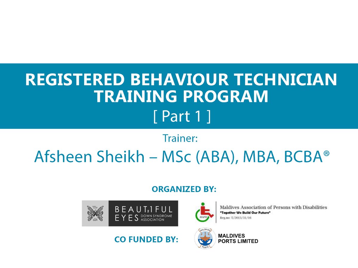 BeautifulEyesMV's tweet photo. Registered Behavior Technician Training Program Inaugurated Today.  This is an internationally recognized training where 26 teachers from different schools amd NGOs participate. https://t.co/hvVNUmXlxM
