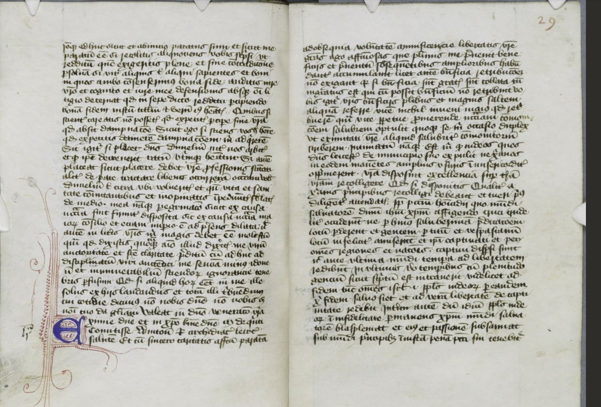 Revisiting Robert Grosseteste's letter to Margaret de Quincy about expelling the Jews of Leicester (c.1232). Feeling slightly delicate on a Sunday morning is not the optimum time to test my fifteenth century palaeography... Might have to concede defeat and shift to transcription! https://t.co/paRbQJBv5h