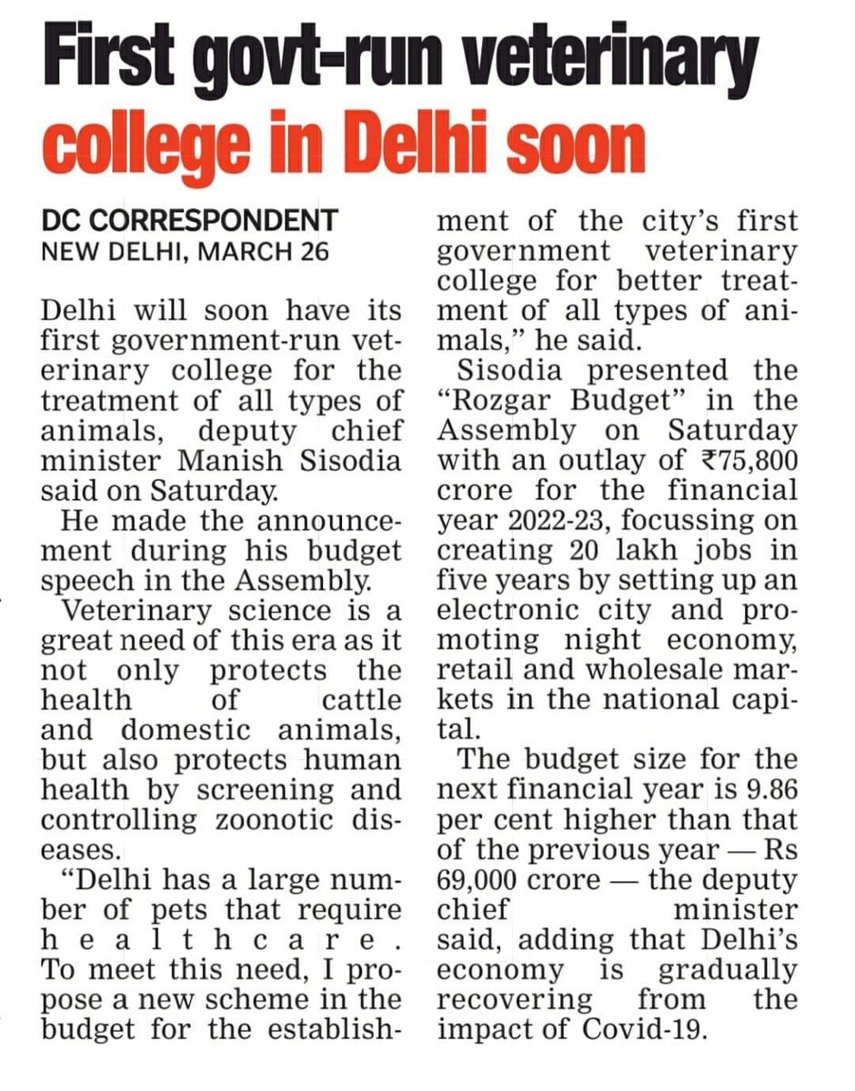 presidentVCI's tweet photo. Let me express my sincere gratitude to Govt. Of NCT of Delhi to give a positive nod for opening Veterinary College in the Capital City. https://t.co/uhaTGzDLKP