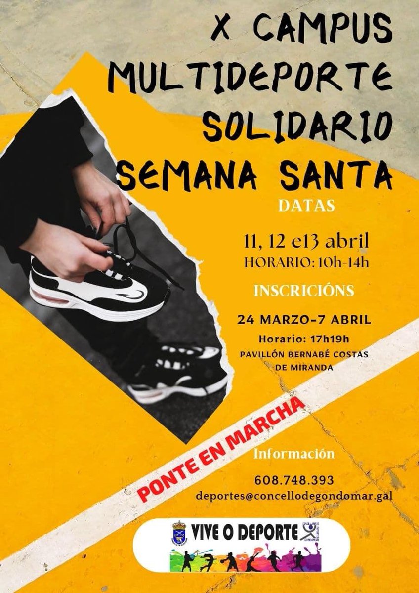 “ GONDOMAR ABRE O PRAZO PARA INSCRIBIRSE NA 10ª EDICIÓN DO CAMPUS MULTIDEPORTE SOLIDARIO DE SEMANA SANTA  dlvr.it/SMRyVS
