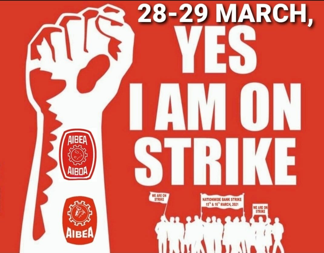 BappiMaji's tweet photo. #WeStrikeForNation 
Bankers will be on strike on 28 and 29 March.
In oppose of - 
•Privatization Of banks
•Selling the IDBI Bank to private players.
Demanding - 
•#5DaysBanking
•Up-dation of pension
•Child care leave
•Scrap NPS
•Restoration of Old Pension https://t.co/kpnYc3TJ65