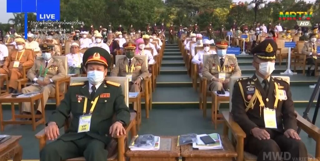 MayWongST's tweet photo. As #US &amp; #UK imposed even more sanctions on #Myanmar, further condemning #military actions, just before today's armed forces day, other nations including #Thailand #Russia #China have sent #military/defence representatives to military parade in #Naypyidaw #WhatsHappeningInMyanmar https://t.co/V3NaQB01Qo