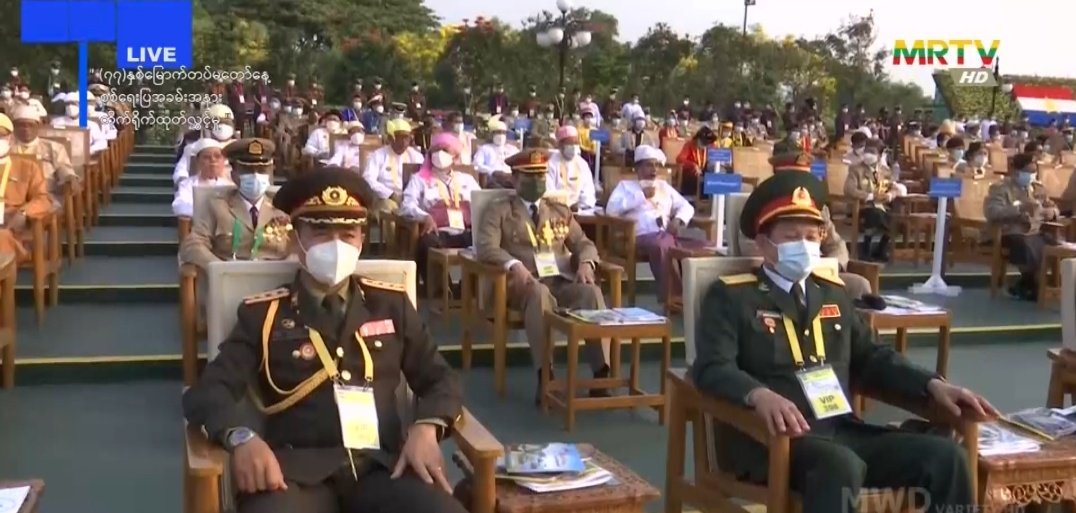 MayWongST's tweet photo. As #US &amp; #UK imposed even more sanctions on #Myanmar, further condemning #military actions, just before today's armed forces day, other nations including #Thailand #Russia #China have sent #military/defence representatives to military parade in #Naypyidaw #WhatsHappeningInMyanmar https://t.co/V3NaQB01Qo