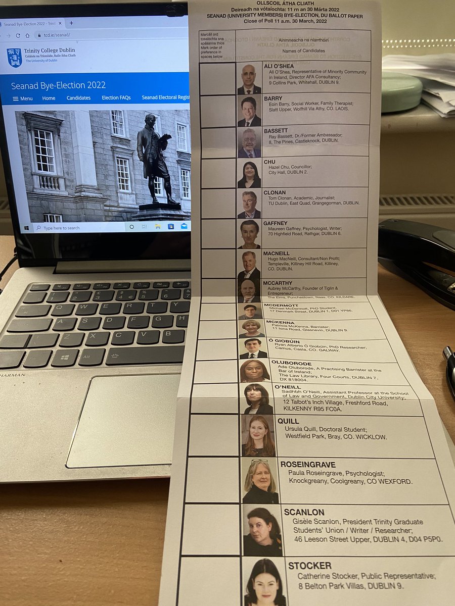 JamesDoorley's tweet image. Time to fulfill a civic duty #tcdseanad #seanadelection @tcddublin “les absents ont toujours tort"