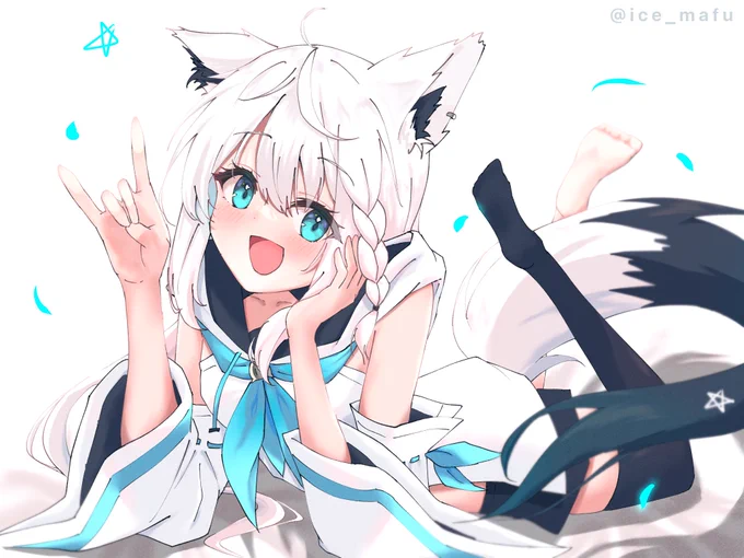 #絵フブキ 
こんこーん🦊🌽✨ 