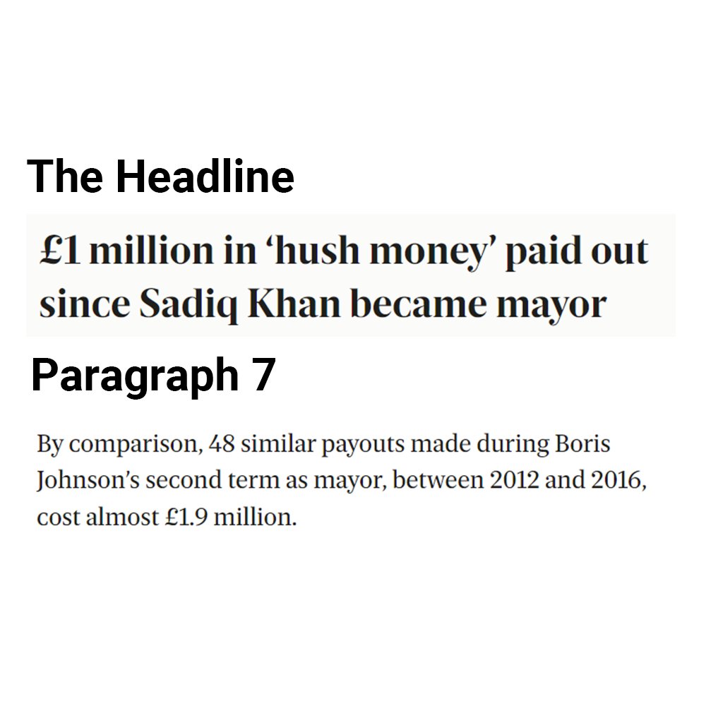_StevenWebb's tweet photo. The headline in The Evening Standard which should read Sadiq Khan pays out much less than Boris Johnson. Nowhere does it say it was definitely 'hush money' hence the quotes!
This is how they manipulate you. #PressManipulation #SadiqKhan #BorisJohnson https://t.co/mLJcDnxa9t