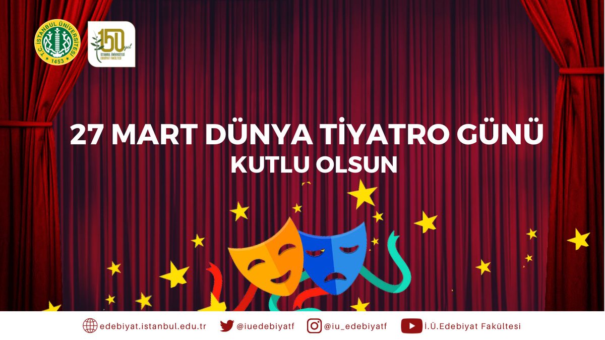 Tiyatro sanatçılarının, tiyatro emekçilerinin ve tiyatroseverlerin 27 Mart Dünya Tiyatro Günü kutlu olsun.

Bugüne özel 7 ücretsiz oyun izleyiciyle buluşuyor. 👇

#DünyaTiyatroGünü