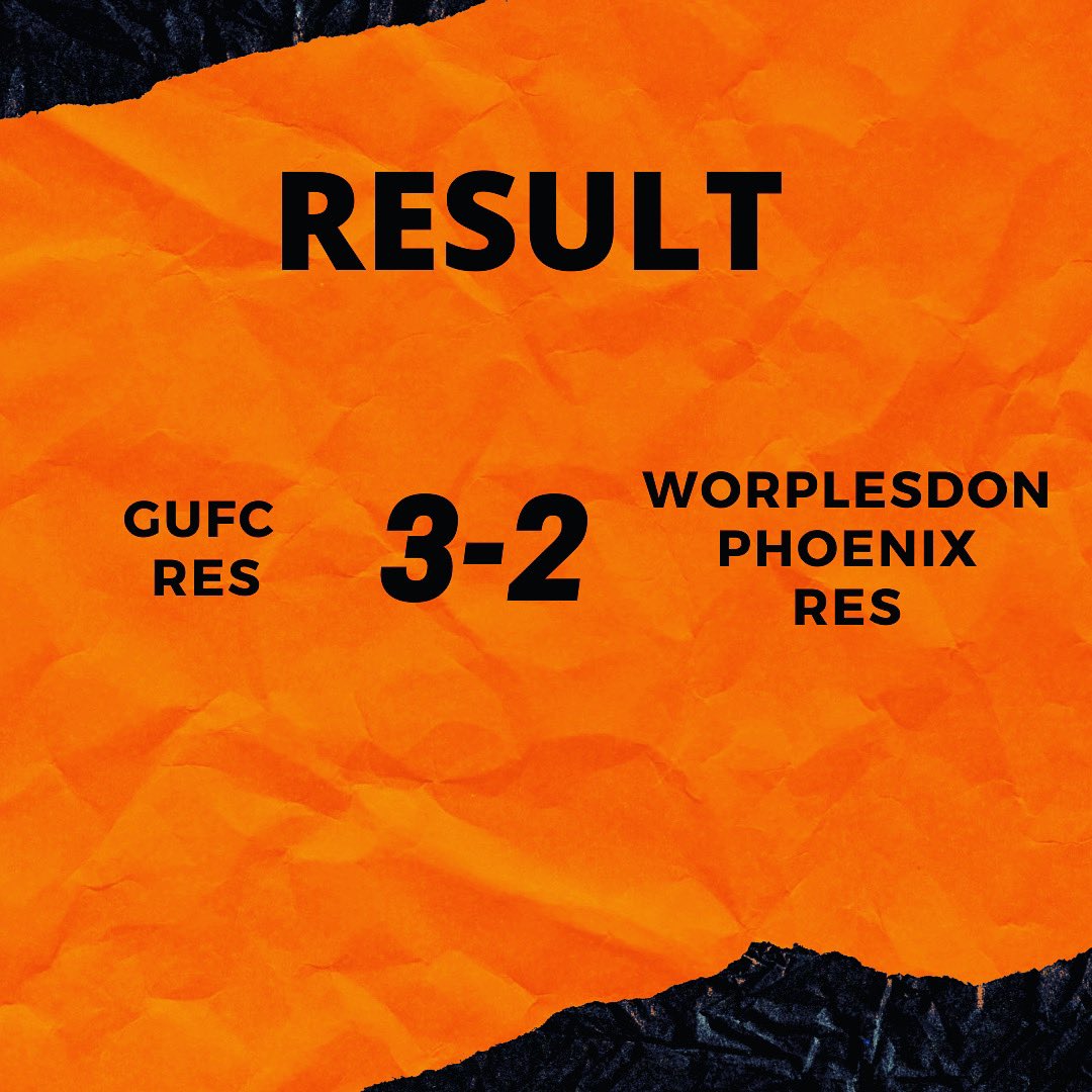 ⚽️RESULT⚽️

It’s derby delight for the reserves as we race to a 3-0 HT lead. Worplesdon pulled one back early in the second half and at the death to make it a tense last few minutes. 

That’s 5 games unbeaten for @S_Trinder side.

Goals from
@jonathan08abaya ⚽️⚽️
Gillies ⚽️

🔶⚫️