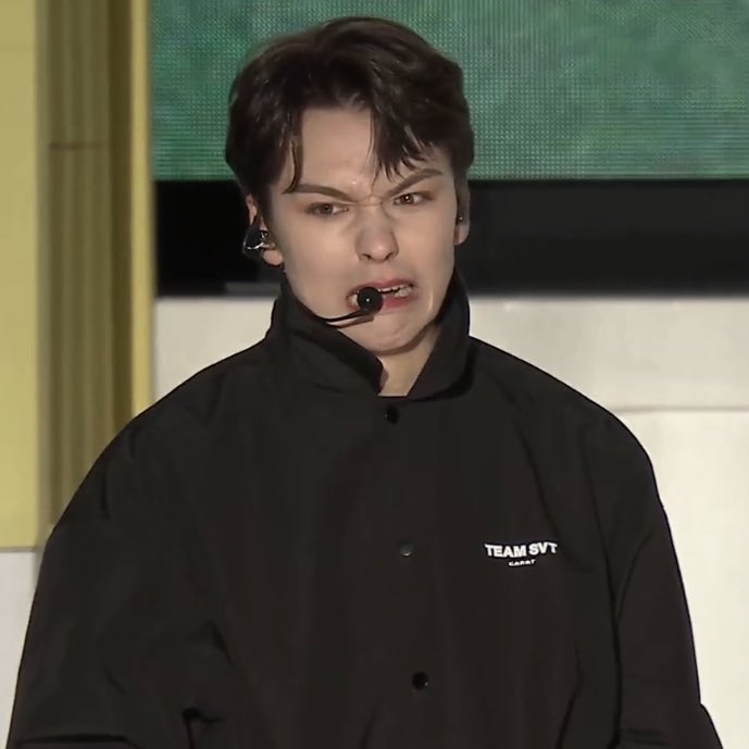 noniespancake's tweet photo. vernon’s face when mingyu started his penalty stage 😭 https://t.co/HxGI9y5I8s