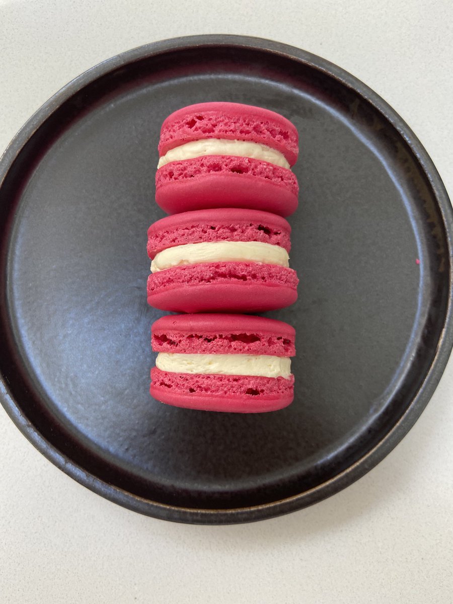 KitchenMaine's tweet photo. Vanilla and Rose macarons. Macaron masterclass  #french #macarons #baking https://t.co/xlR5yXqHd8