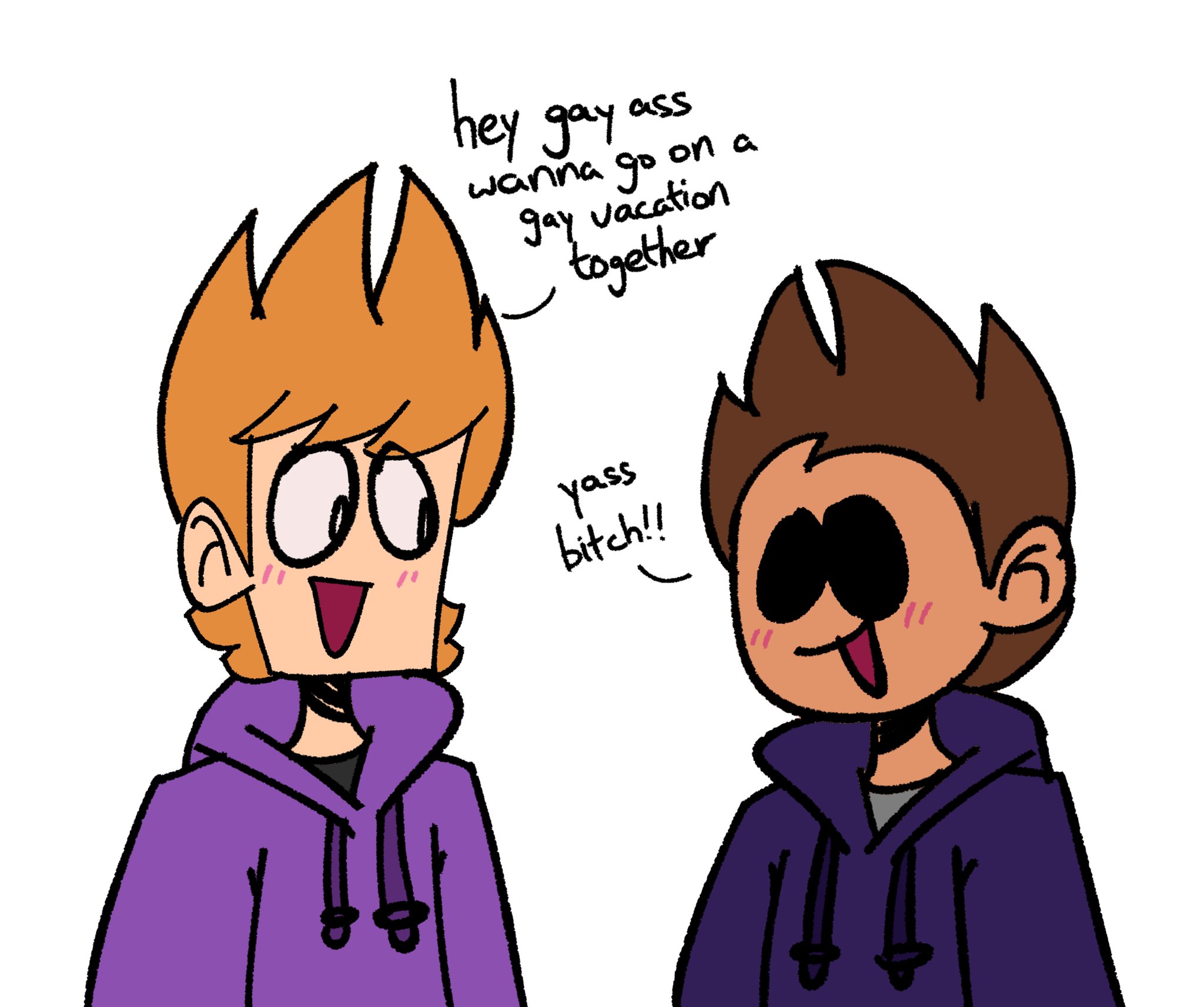 JOKEIIS on X: partners in crime 💙💜 #eddsworld #tom #matt #matttom  #tommatt  / X