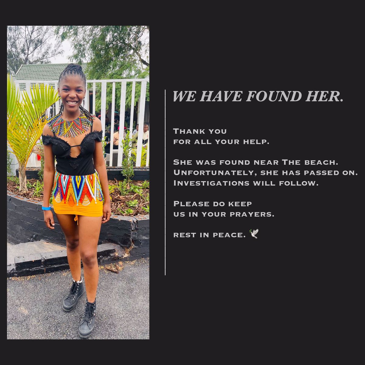 We found her 
Thank youuuu so much for your help.