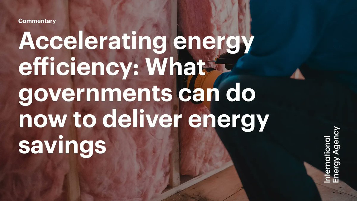 IEA's tweet photo. 🗣 “Energy efficiency can reduce fuel import dependence, lessen exposure to energy price volatility &amp; contribute to climate change mitigation”

Our new commentary explores how efficiency measures can deliver energy savings quickly amid market turmoil 👉 https://t.co/gkUC5Ga0t6 https://t.co/711XEmKJUk