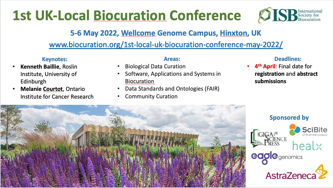 biocurator's tweet photo. Last day to register for ISB 1st UK-local biocuration conference (5-6th May) https://t.co/FygfFqG3dv and to submit an abstract https://t.co/6Fo5YwRNpD deadline 4th April @news4go @intact @uniprot #biocuration #BioOntologies https://t.co/pVKJjoOSdJ