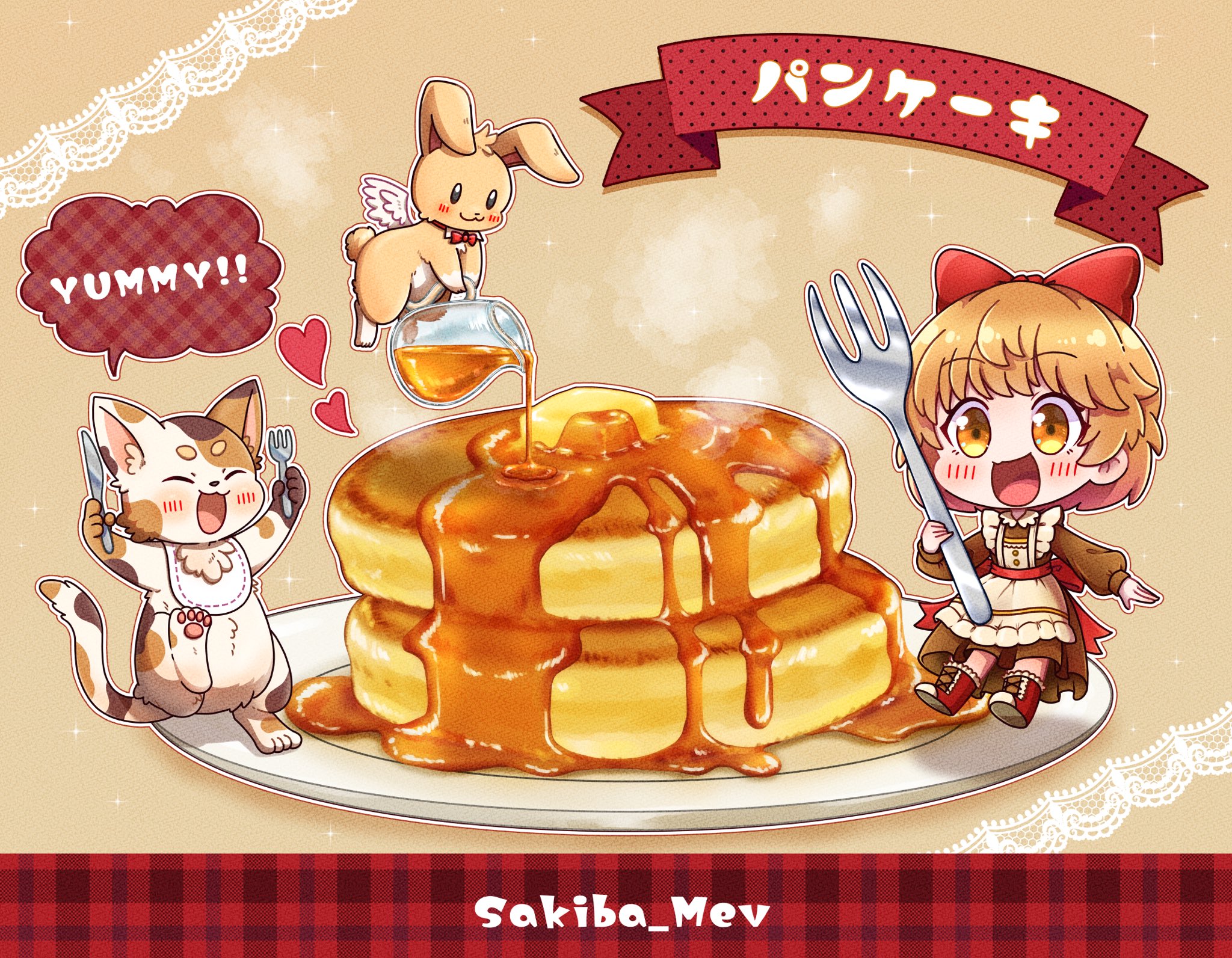 咲牙めぶ メープルたっぷり 美味しいパンケーキ ちびキャラを添えて イラスト オリキャラ Illustration パンケーキ 食べ物イラスト T Co R08nsbowak Twitter