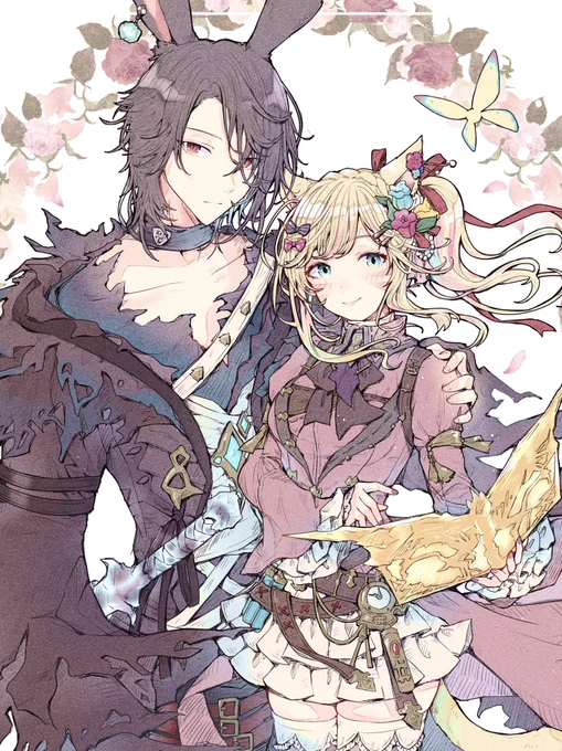 🐰ヴィエラくんとミコッテちゃん🐱

#ヴィエオス  #ミコッテ #FF14イラスト #FF14art #ff14 