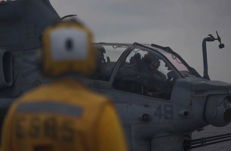 U.S. Marines and Sailors aboard the USS Miguel Keith (ESB-5) conduct flight operations ahead of Balikatan 22. 

#FriendsPartnersAllies 
#Balikatan22