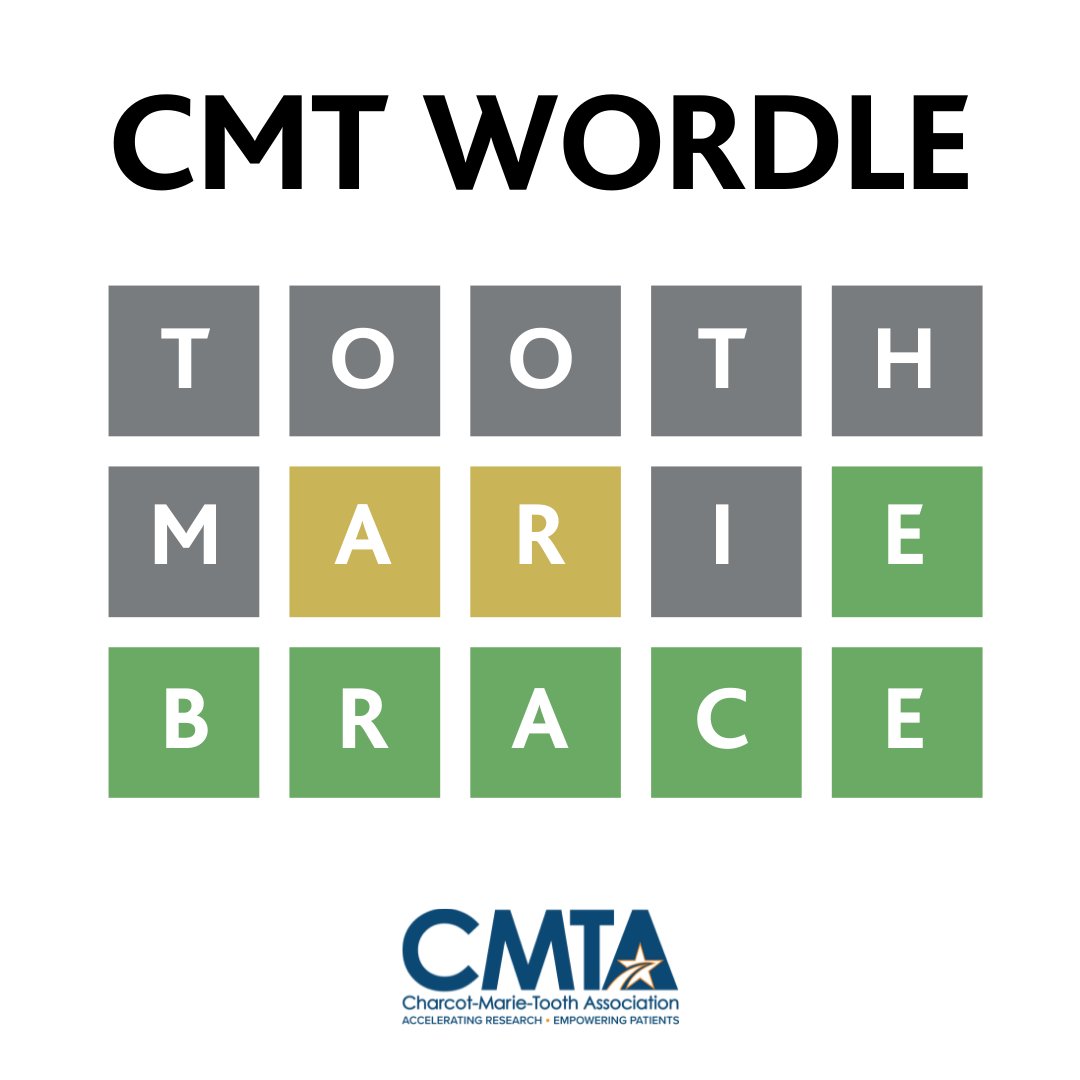 Hey <a href="/nytimes/">The New York Times</a>, the CMTA has a suggestion for today's #wordle👋 What other CMT-related words can we suggest? Share in the comments below!