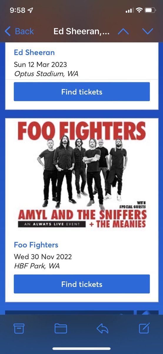 Errr @ticketmaster just sent me an eDM promoting the sale of tickets to see Foo Fighters in November in AU. Seriously bad marketing error given yesterdays tragic loss of Taylor Hawkins.