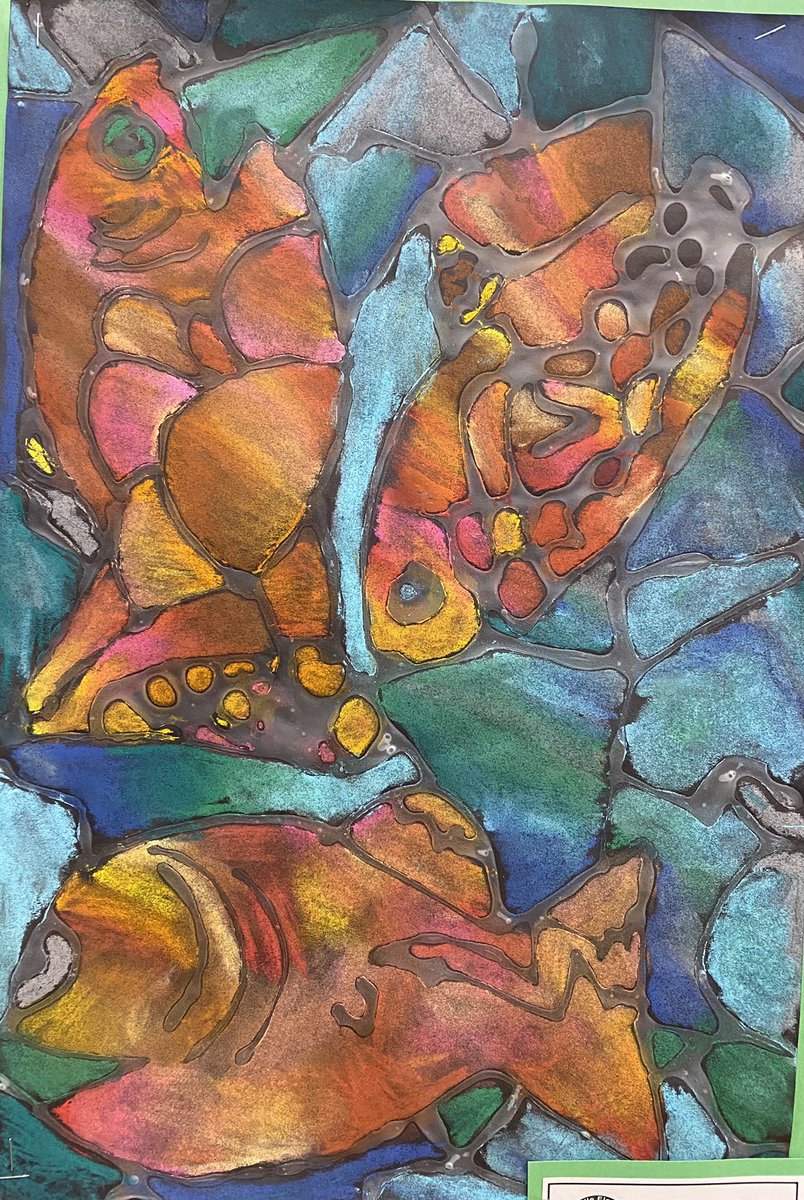Youth Art Month daily featured artwork. Second  grade chalk pastel “Fishes”. #fcps1ARTSyam22 #vaartedYAM22
#artsacrossva22
<a href="/GreenvilleES/">Greenville ES</a>