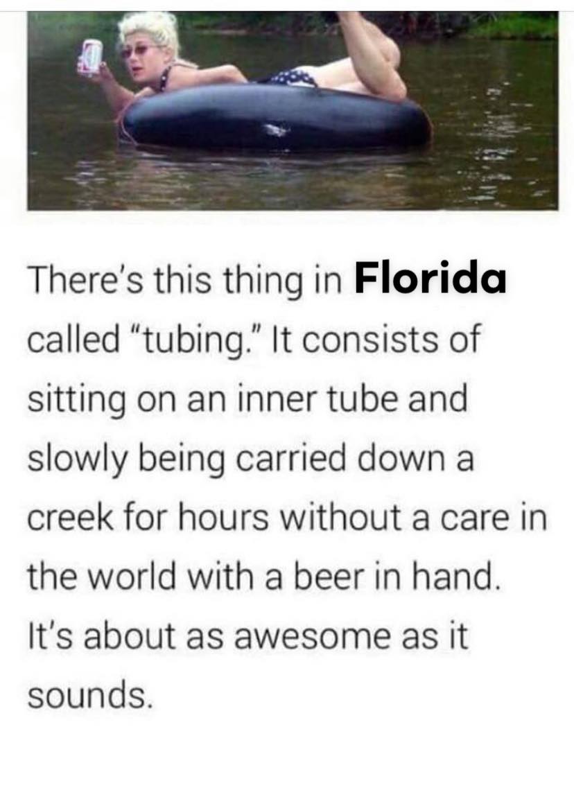 RealPamster's tweet photo. Ahhh, nothing beats going tubing! Good friends, nature and joy just chillin'. There's so much more than just beaches when it comes to FL nature. β₯ Won't be long now! Yay!!ποΈπ©΄
#FloridaFun
#SpringIsHere
#GettingBackToNature https://t.co/gl6TIdIyza