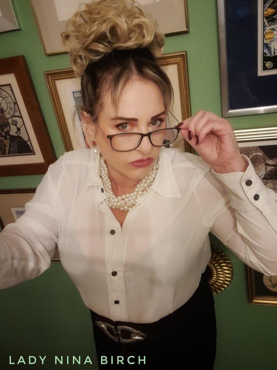 Lady_Nina_Birch's tweet photo. I know you were playing with yourself in bed this morning 😠 report to my office for the necessary "treatment" 😈#otkspanking #femdom #strictlady #chastity https://t.co/CM2wGWcAcS