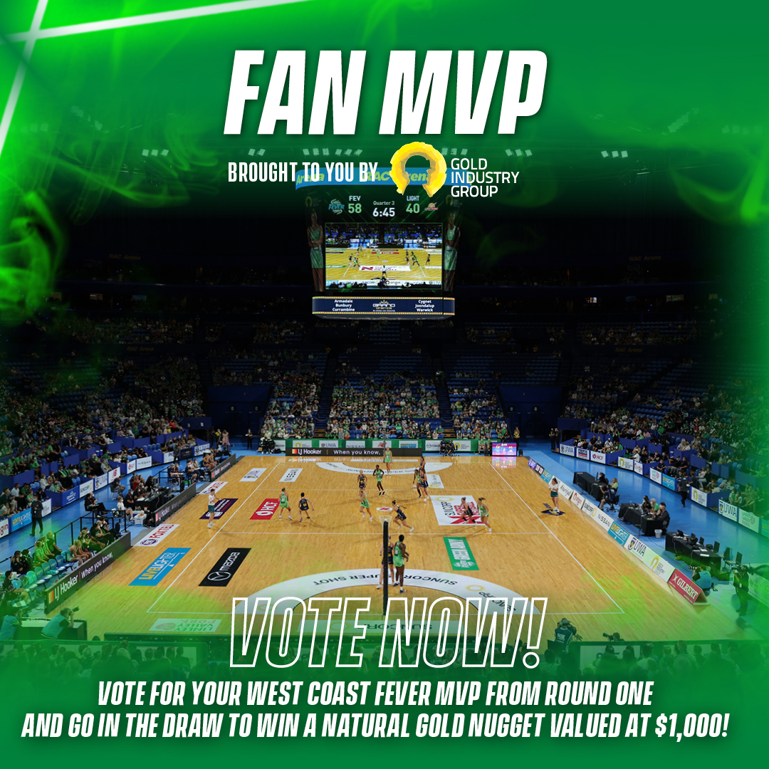 WestCoastFever's tweet photo. Who was your MVP for today's big win against the Lightning?

Vote now and you will go into the draw to win a $1000 gold nugget thanks to our friends at @ausgoldindustry  💛

Vote here: https://t.co/tGfrPEkCKS

#greenarmy #unitedingreen #GOTGRIT #SSN2022 #SSNFeverLightning https://t.co/DET3lFDuvo