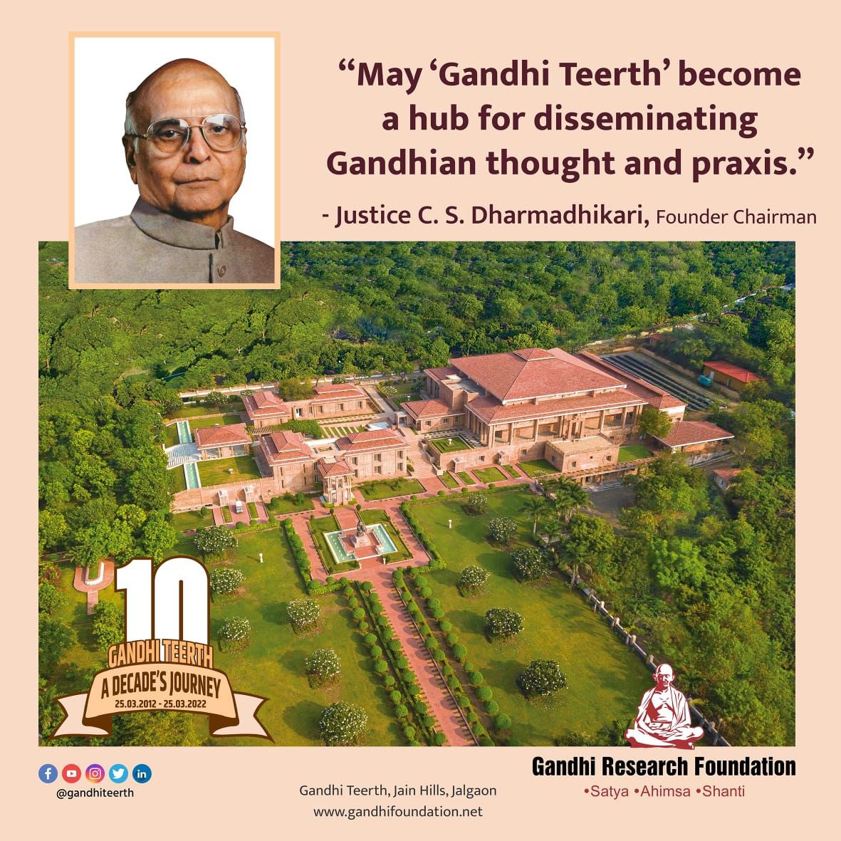 #Gandhi_Museum has been founded by Bhavarlalji Jain,with the objective of reviving Gandhiji’s value - truth, nonviolence, co-existence, harmony, fraternity, live with less &amp; equality. 
#Gandhi_Teerth a world heritage is dedicated to humanity has completed its decade journey.