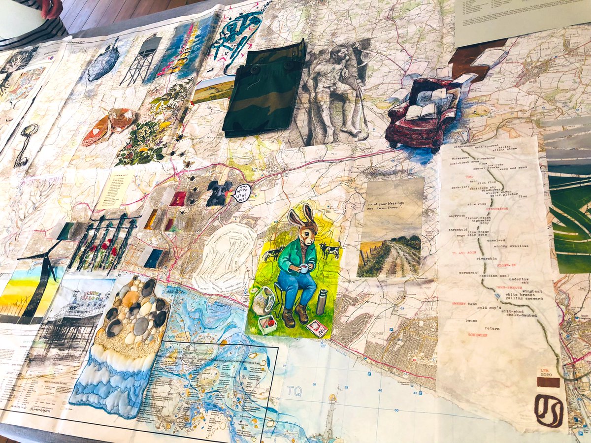 writetoempower's tweet photo. Spent a lovely, sunny Saturday at the @outposted1 exhibition with @K_Stansfield @Jo_Nissel and @JlmMorton ❤️

It was amazing to see these beautiful maps full of poetry &amp; art made during lockdown. Great to reflect on all the light &amp; connections that arose from that dark time ✨ https://t.co/y10JKtiKno