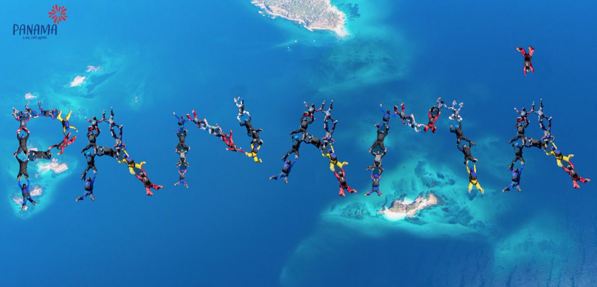 rafazevallos's tweet photo. Con mucho orgullo compartimos con ustedes esta imagen lograda por paracaidistas de mas de 15 países, en agradecimiento por la cálida acogida y los paradisiacos escenarios q pudieron presenciar en nuestra PANAMA.

Gracias @promtur_panama y @ATP_panama por hacer este evento posible https://t.co/K1sj0a9gyf