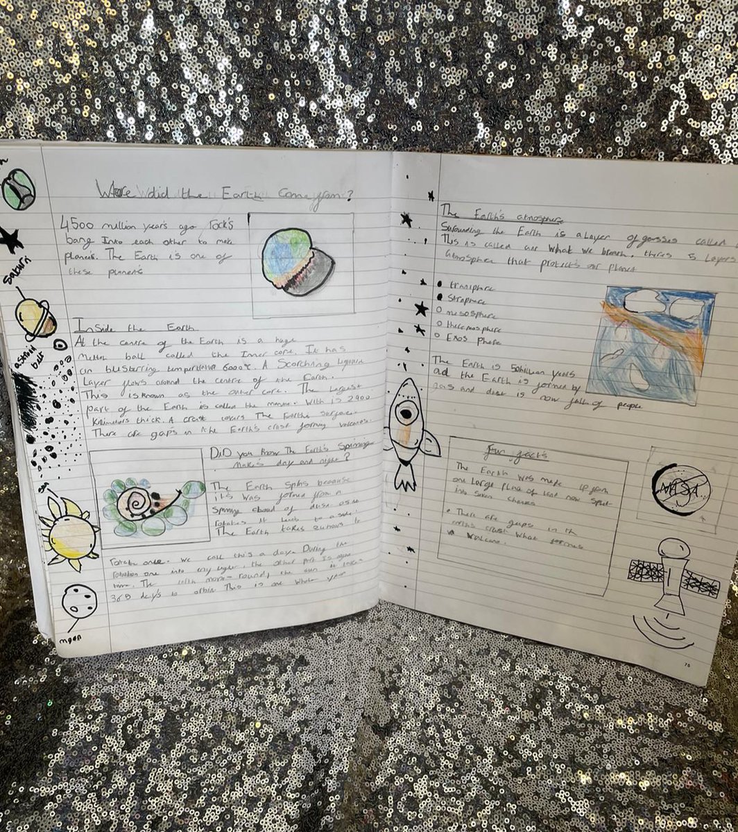 DeltaStrand's tweet photo. It was fabulous to see the children in HMS Queen Elizabeth completing their Space report in English with such passion @DeltaStrand
The writing and illustrations were beautifully presented, Well done!
#DeltaStrandWriting @mrirvingd
#DeltaStrandScience @Talk4Writing
@PieCorbett https://t.co/D6hhwPsEn0