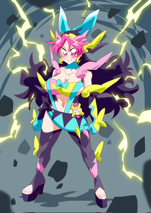 キュアリバイス。輝一とバイシュが一体となった形態。ギフ・マムの影響による暴走は克服したが一部身体的特徴を共有する現象は相変わらず。 #キュアライダー #ライダー少女 