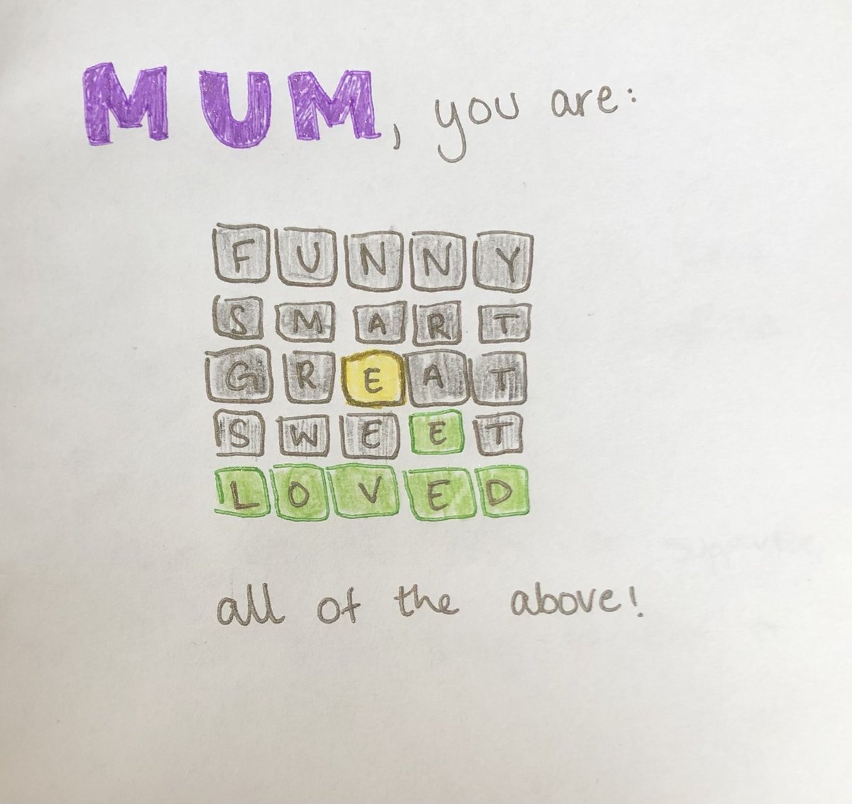 Love this cute card from my daughters. ❤️ #gratitude #MothersDay #MothersDay2022 #wordle