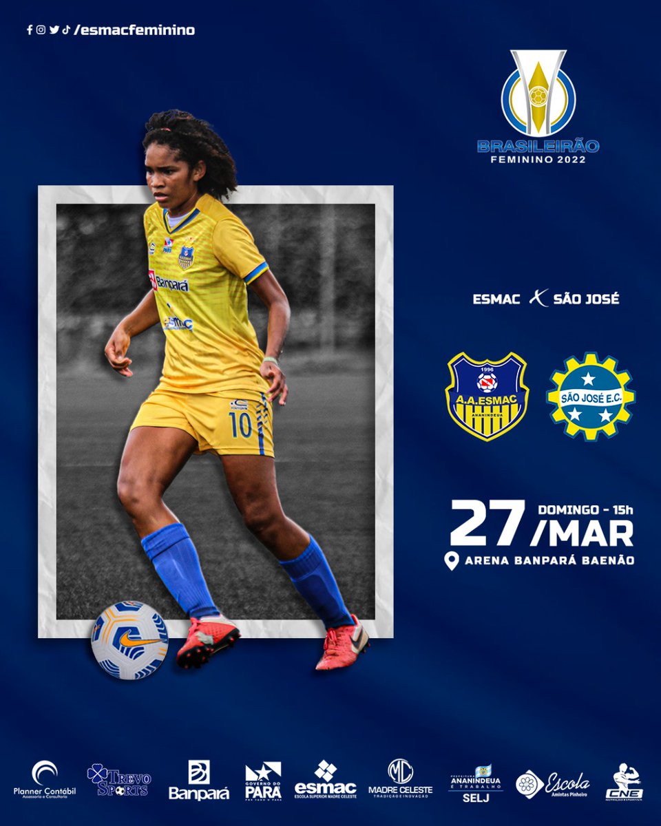 luizgustavoljor's tweet photo. ESMAC x São José

Esmac em busca dos primeiros pontos

🏆Brasileirão Feminino A1
🆚1ª Fase - 4ª Rodada
⚽️Esmac x São José
⏰15h
🏟 Banpará Baenão (Belém)
💻📱 Faculdade Esmac (Youtube)
🎫: 1 KG de alimento não perecível

#GoEsmac #BrasileirãoFemininoNeoenergia #BRFeminino2022 https://t.co/vAeU4e2MCJ