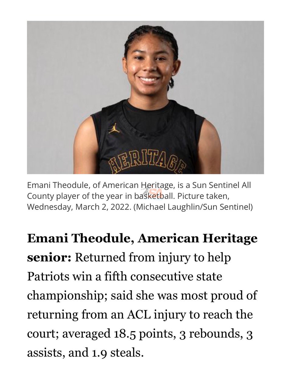 Congrats to #AmericanHeritage HS (FL) 2022 F Emani Theodule (<a href="/EmaniTheodule/">Emani Theodule</a>) for making 5A-1A 1st Team All-County