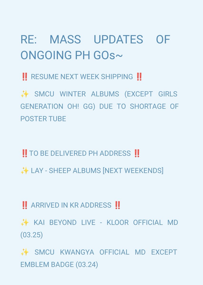 dollsonlineshop's tweet photo. #DOSPH_UPDATES

RE: MASS UPDATES OF ONGOING PH GOs

For concern and inquiry, kindly leave us a message.

Thank you! https://t.co/bwKWQ20TUm