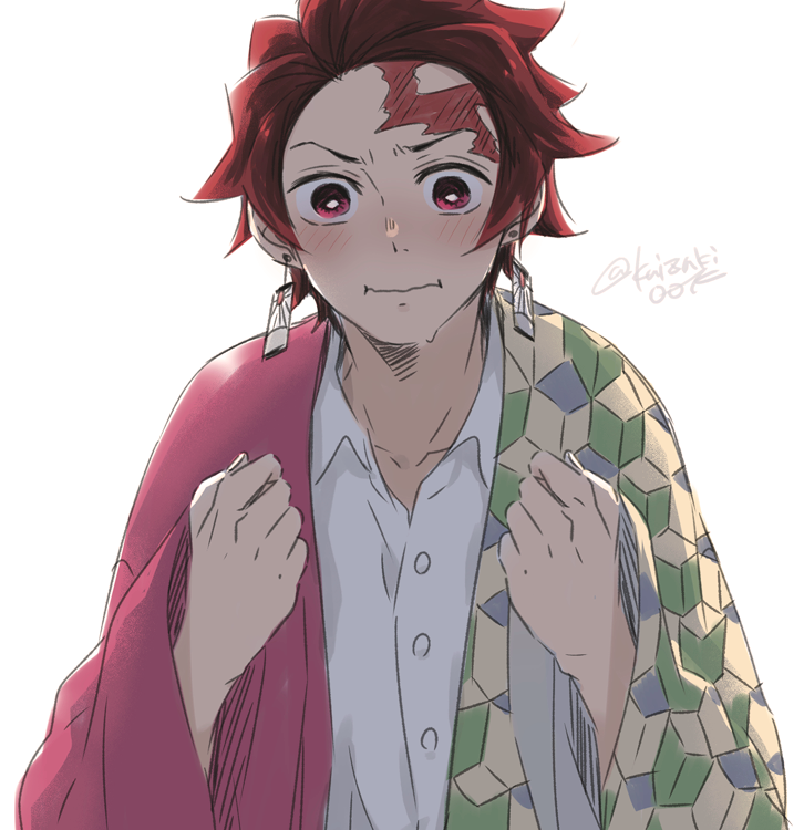 竈門炭治郎 「義勇さんが(着替える時間を惜しんで)そのまま行っちゃったので好奇心で自分も羽織っ」|海崎のイラスト