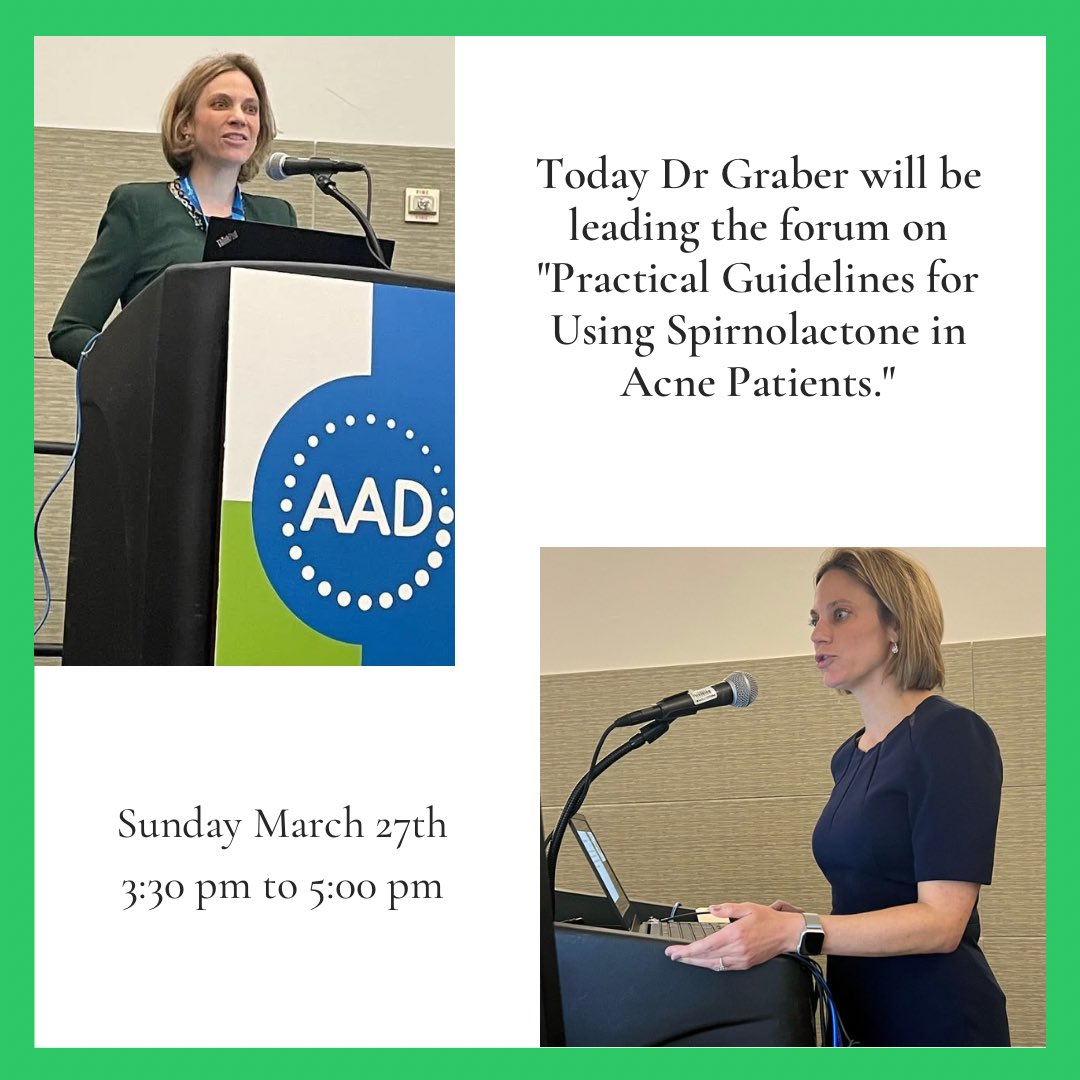 Today I will be leading a forum on “Practical Guidelines for Using Spironolactone in Acne Patients”. #AAD2022
