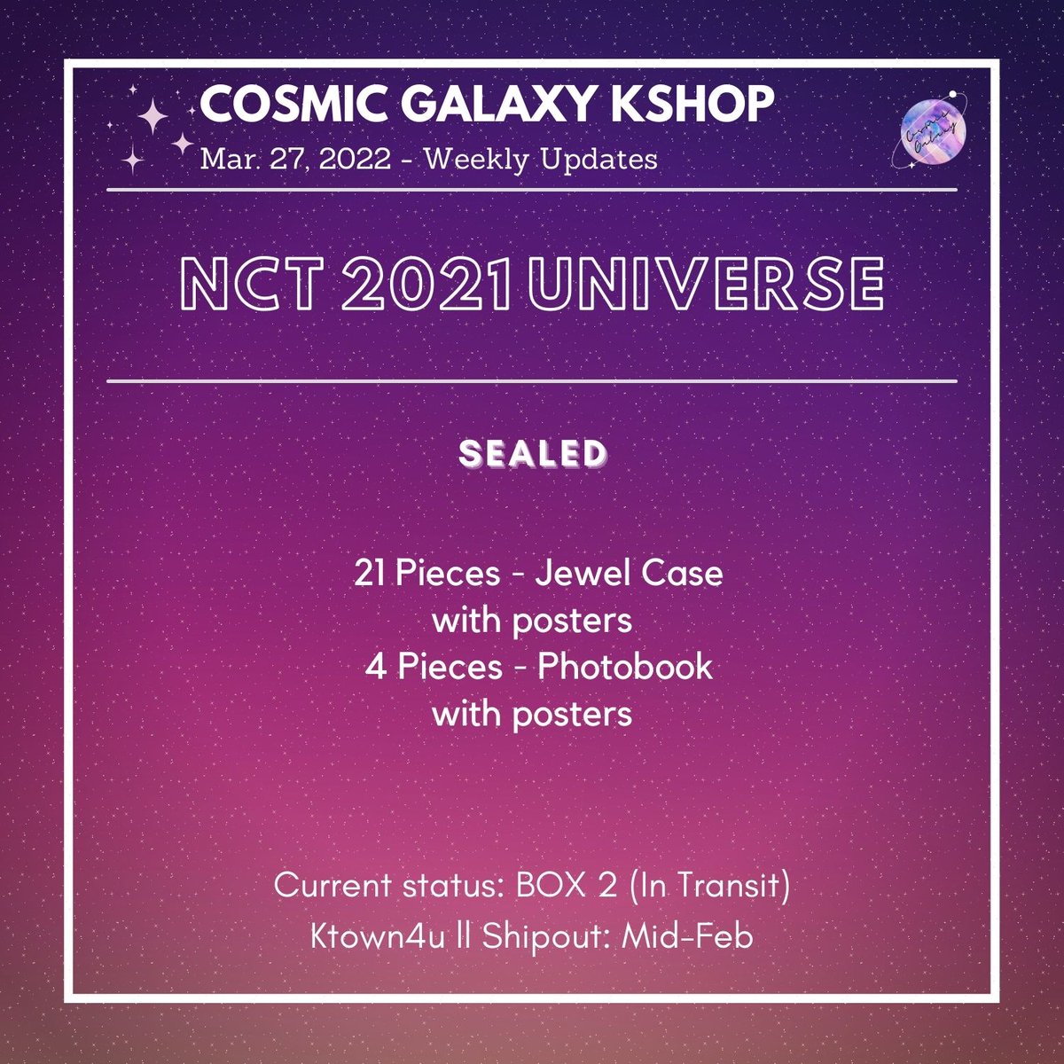 CGKShop's tweet photo. #CG_WeeklyUpdates
March 27, 2022 - Weekly Updates
🌟EN- MemKit
🌟BP Special Gift
🌟NCT 2021 Universe
🌟DICON PC 101: Custom Book
🌟Fromis_9 MG Hand Signed
💟For ongoing lapags:
check #/CG_Ongoing
💟For weekly proofs:
check #/CG_WeeklyProofs
💌DM for concerns and clarifications https://t.co/YXYf52ceEx